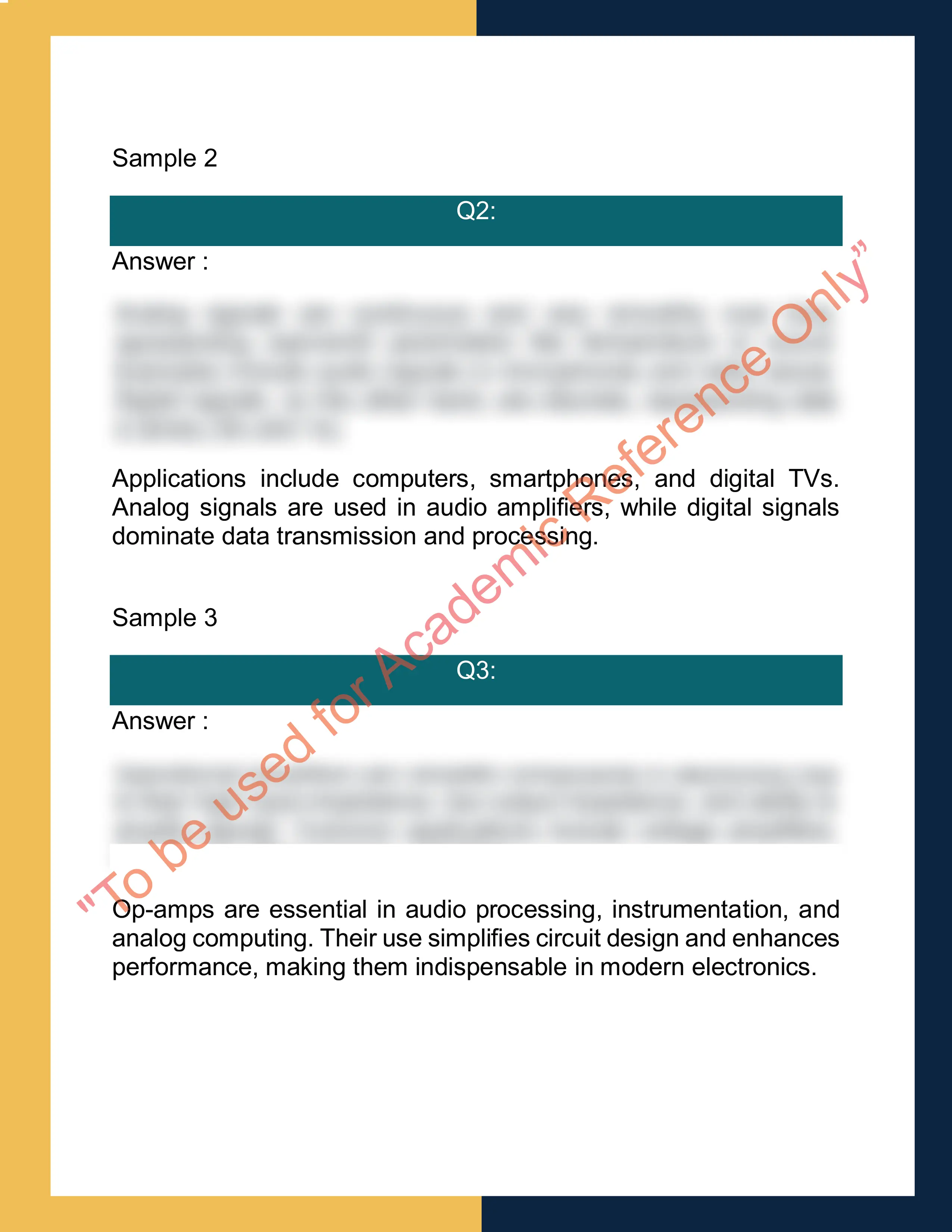 Assignment sample solution of ELEC2025 - Fundamentals of Electronics 1